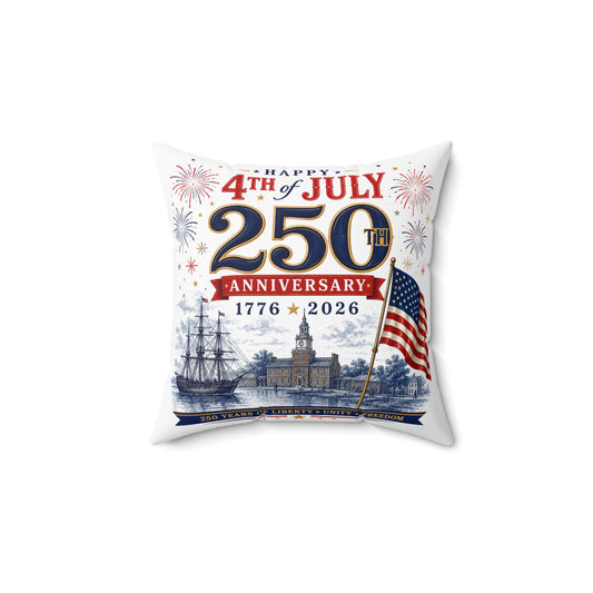 4th of July 250th Anniversary Pillow — 1776–2026 Patriotic Throw Pillow