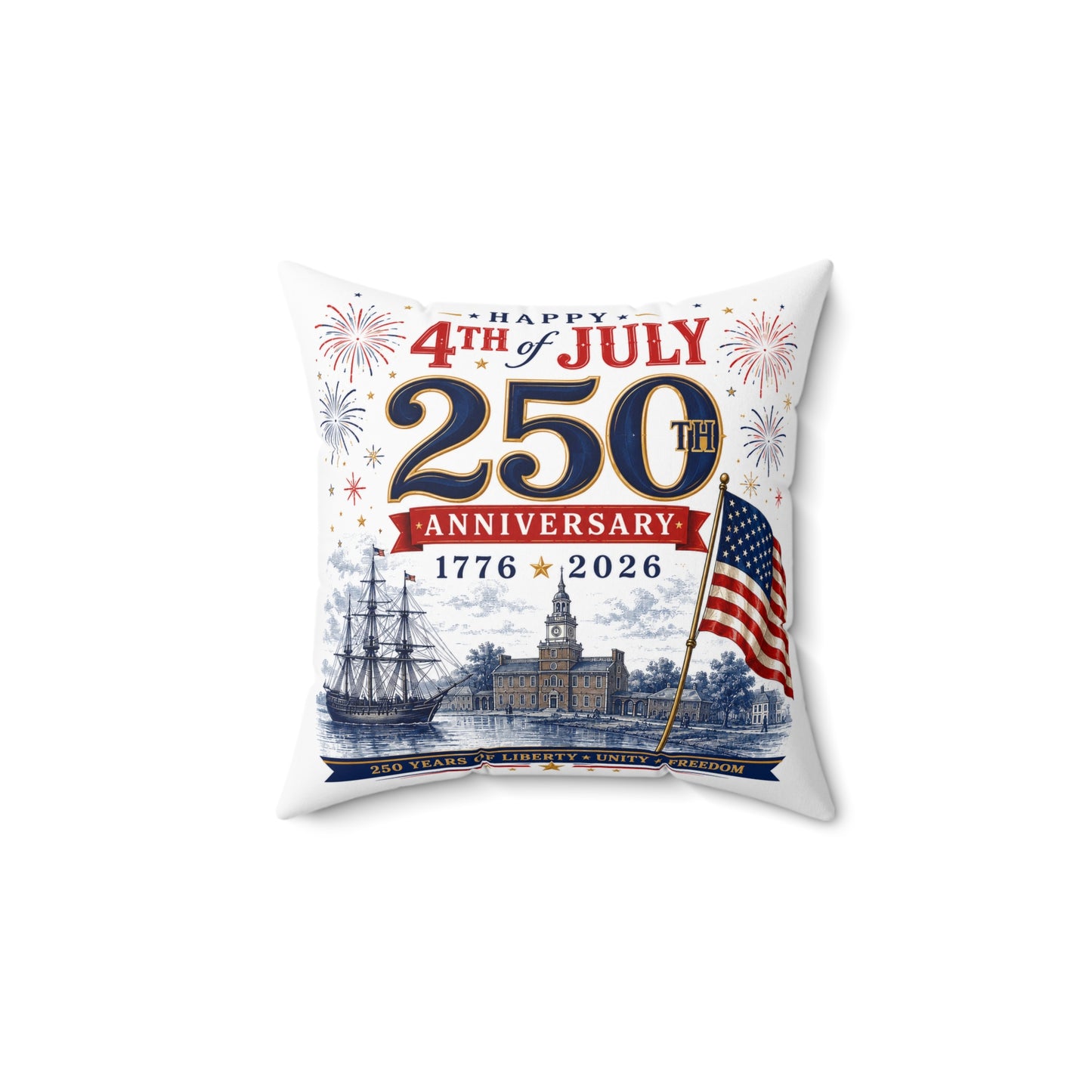 4th of July 250th Anniversary Pillow — 1776–2026 Patriotic Throw Pillow