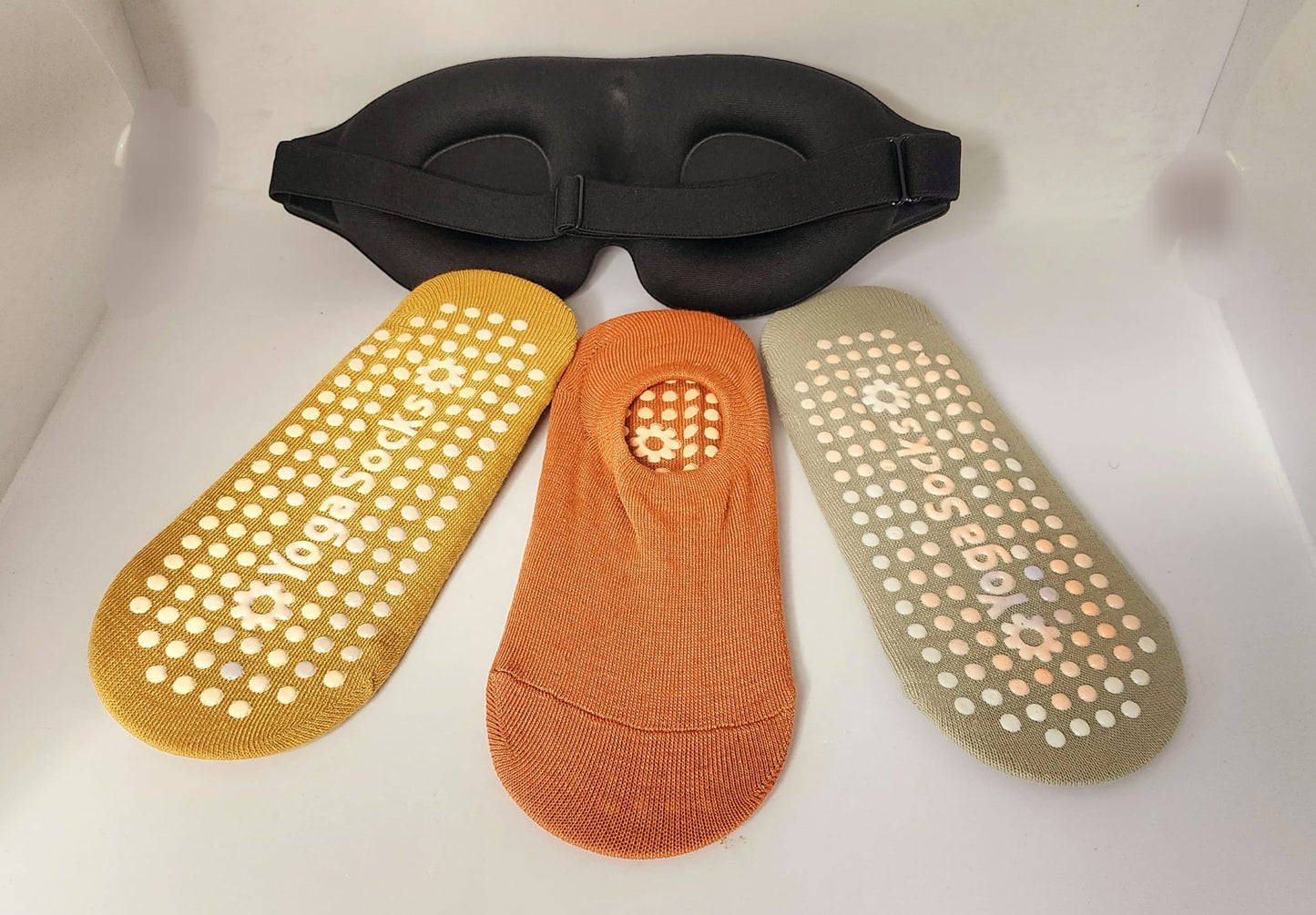 3 Pairs non slip yoga socks and 1 sleep mask